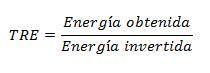 Tasa de retorno energético - fórmula